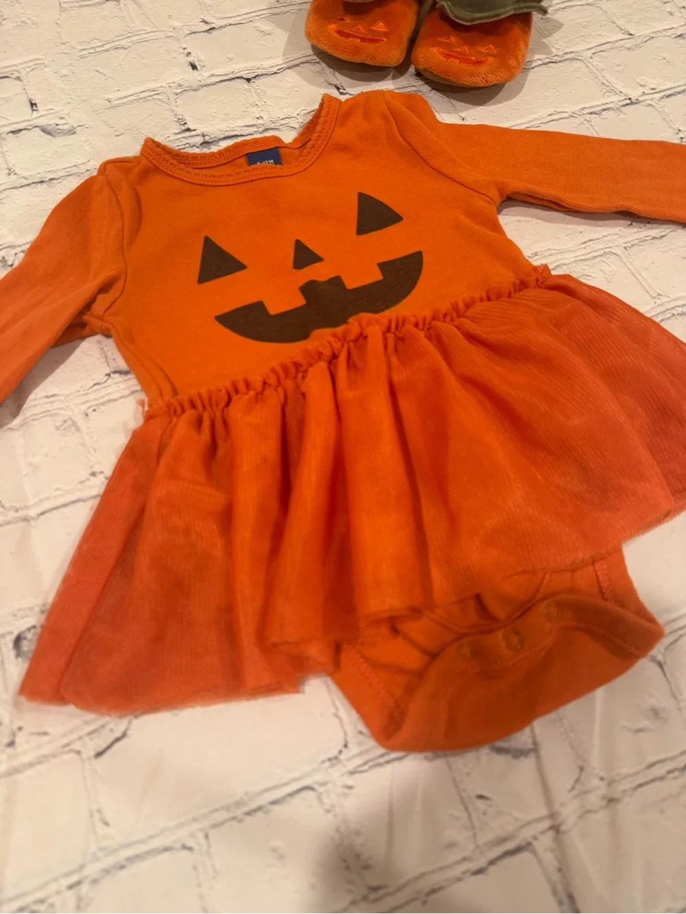 Old Navy Halloween Pumpkin Skirted Baby Bodysuit 6-12 Months